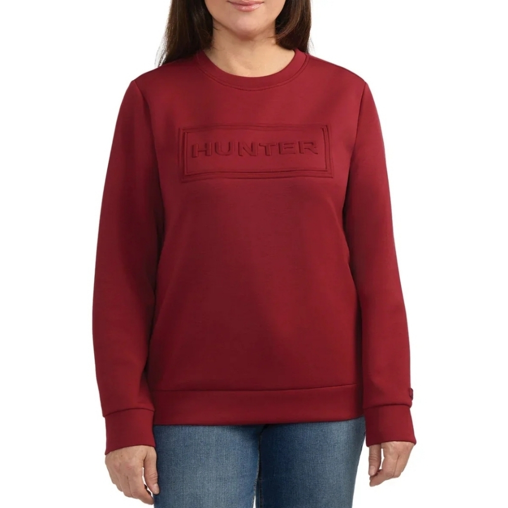 ​Hunter Women’s Embossed Logo Sweatshirt in Burgundy Red S/P